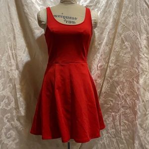 Red skater style dress